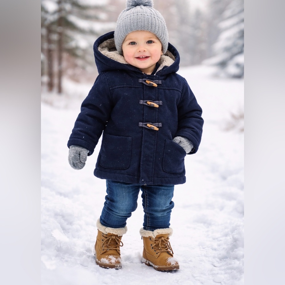 OshKosh B’gosh Toddler Navy Toggle Winter Coat Sherpa Lined 18M
